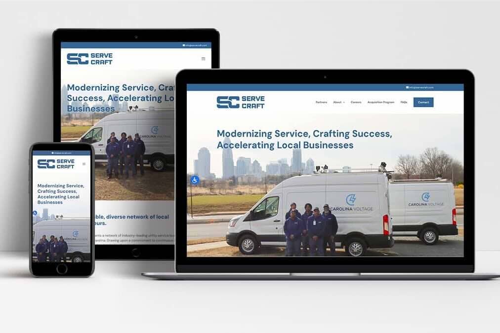 ServeCraft website shown on laptop, tablet and mobile