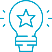 blue light bulb icon with star