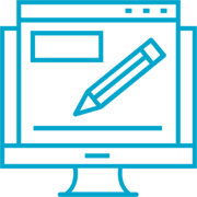 icon of computer monitor with pencil
