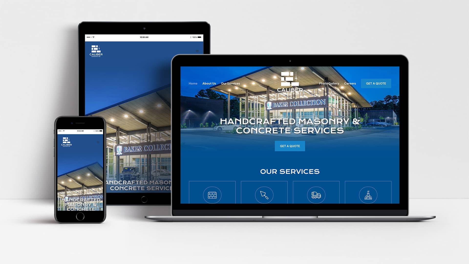 Caliber Associates website on laptop, mobile and tablet