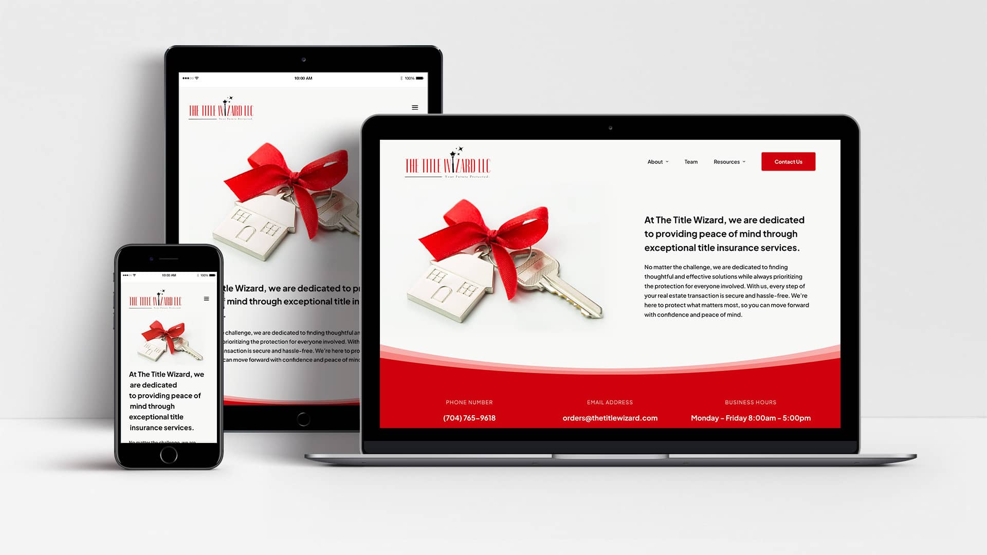 The Title Wizard website shown on laptop, tablet and mobile