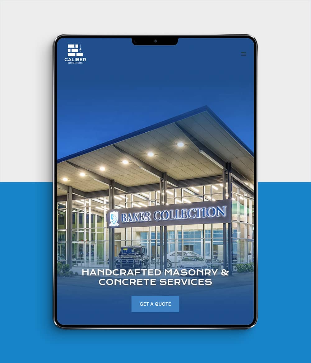 Caliber Associates website shown on tablet