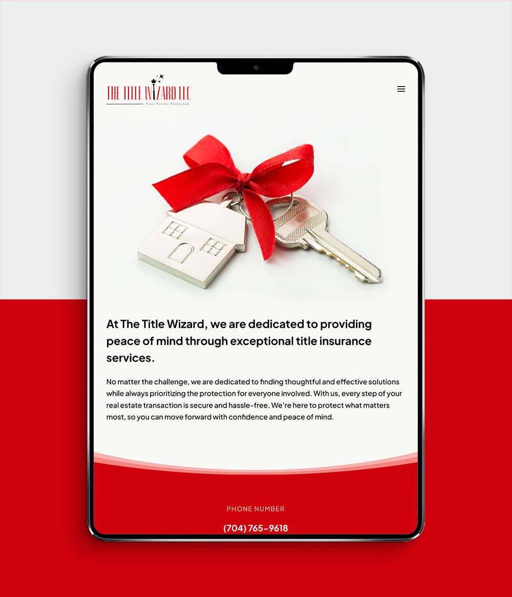 The Title Wizard website shown on tablet