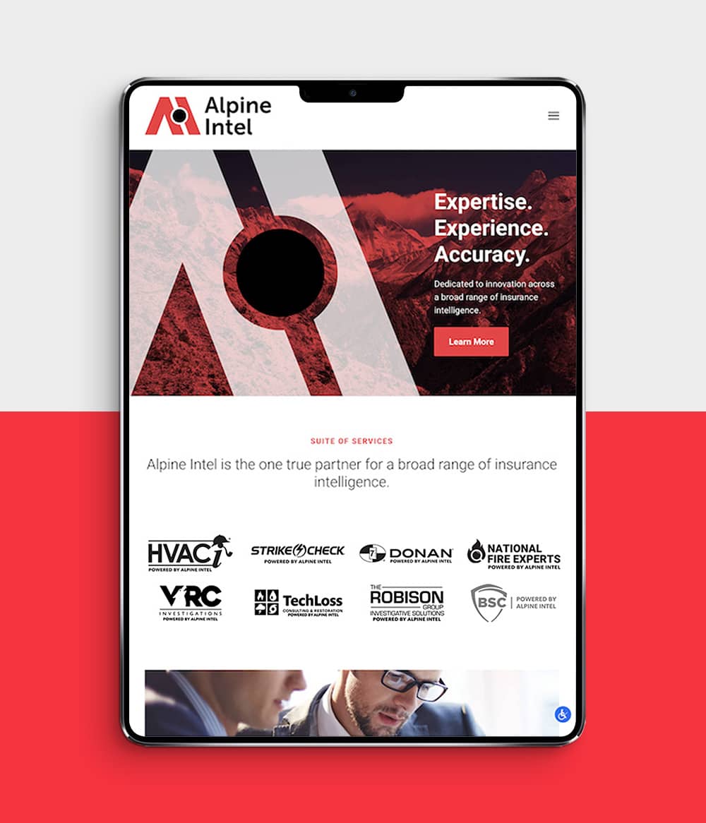 Alpine Intel website shown on tablet