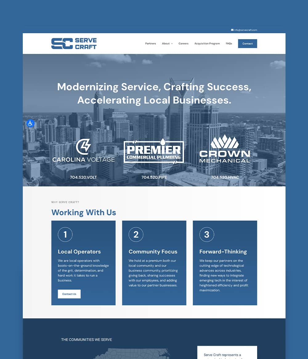 ServeCraft website homepage screenshot