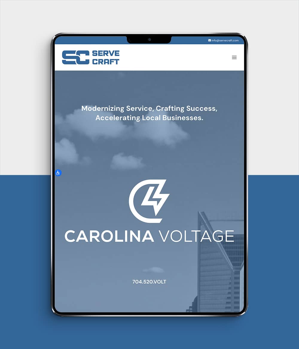 ServeCraft website shown on tablet