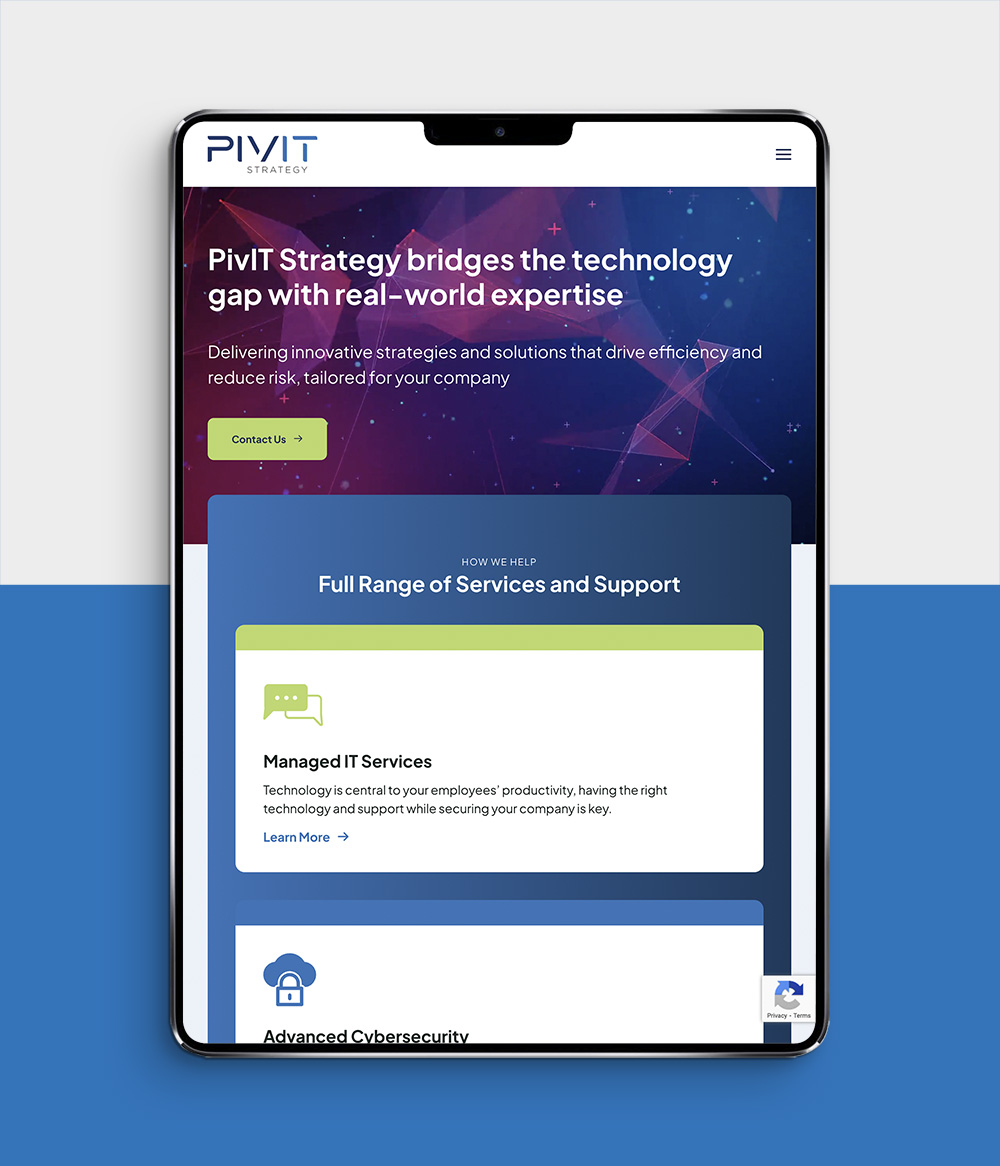 Pivit Strategy website shown on tablet