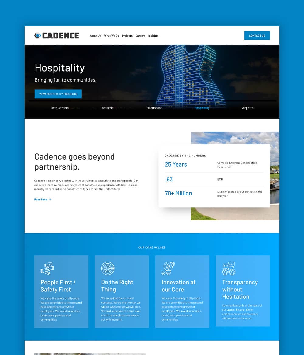 Cadence website homepage screenshot