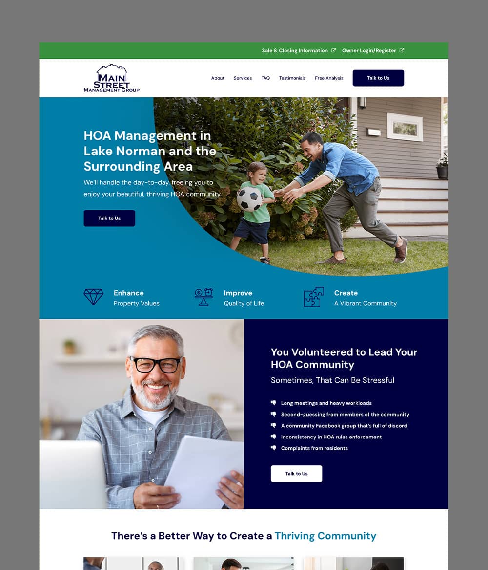 Main Street Management Group website homepage screenshot