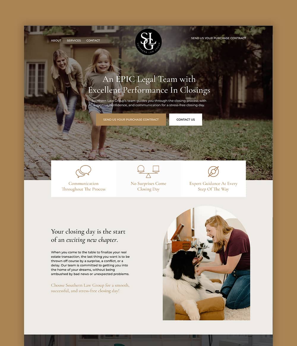 Southern Law Group website home page screenshot