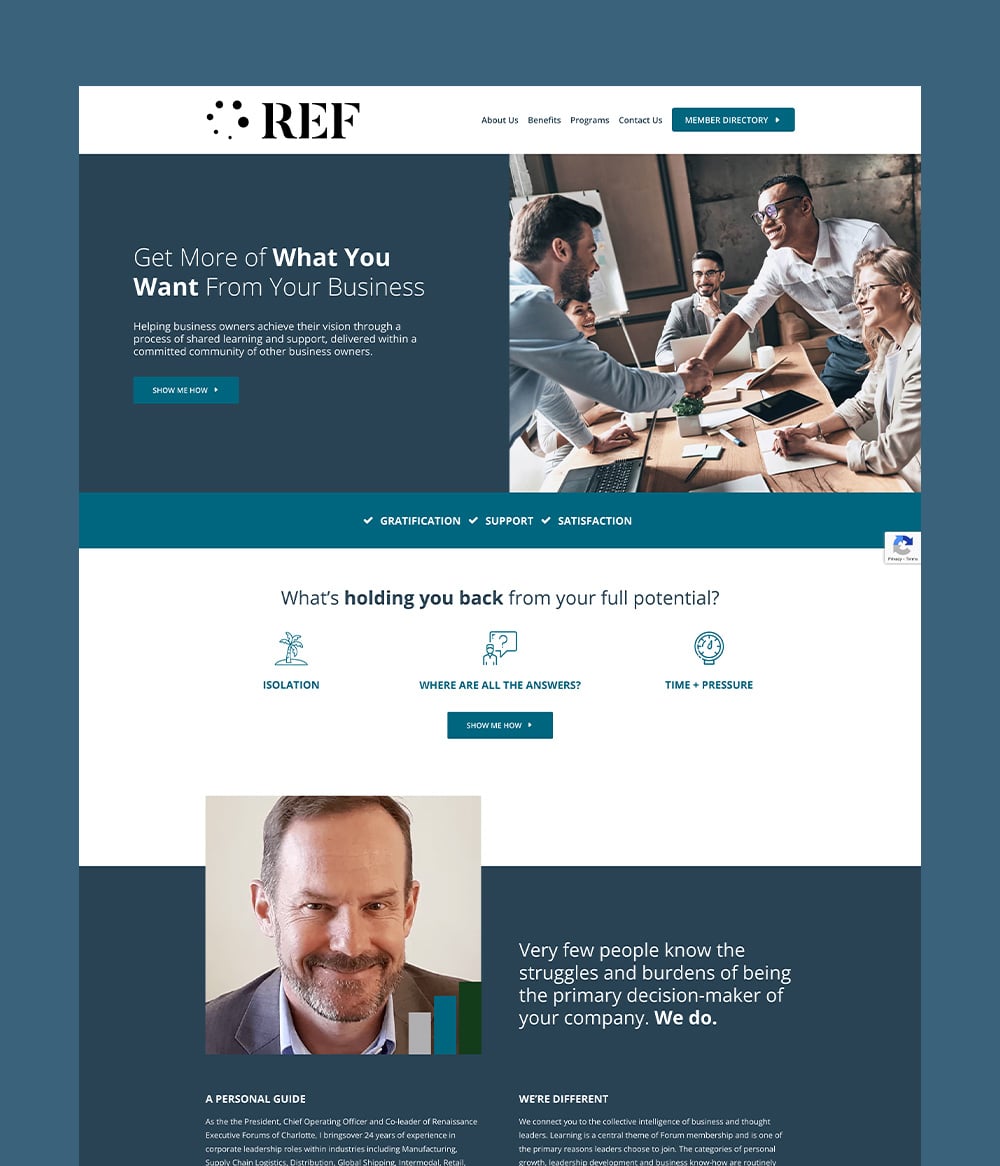 Renaissance Executive Forums website homepage screenshot
