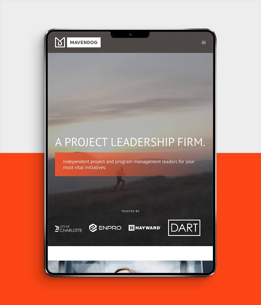 Mavendog website shown on tablet