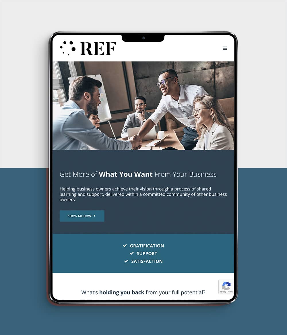 Renaissance Executive Forums website shown on tablet