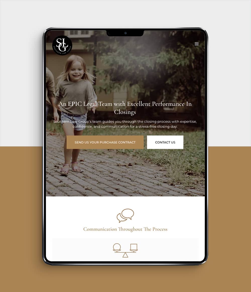 Southern Law Group website on tablet
