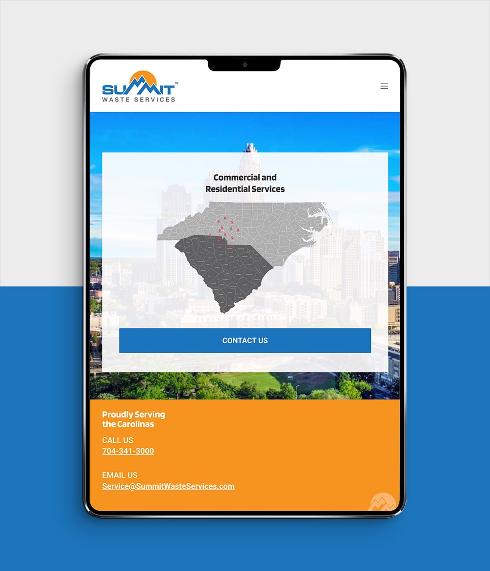 Summit Waste Services website shown on tablet