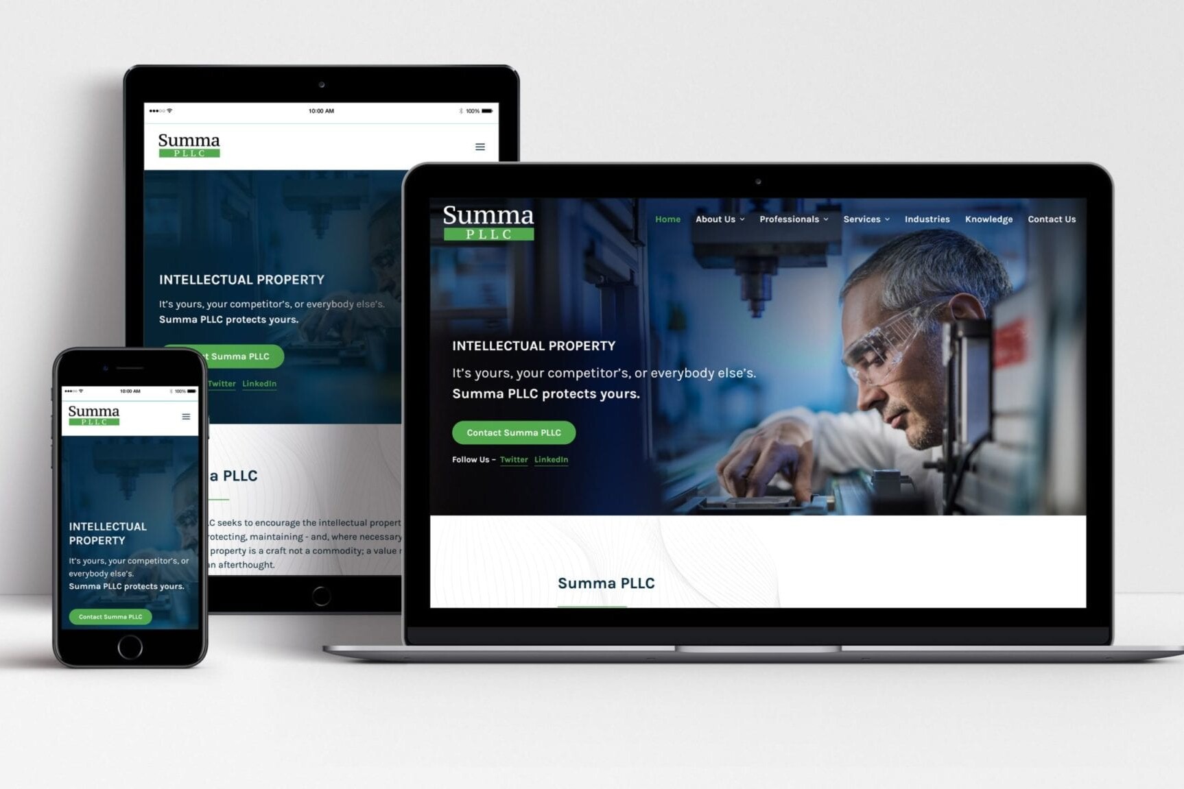 Summa PLLC website shown on laptop, tablet and mobile