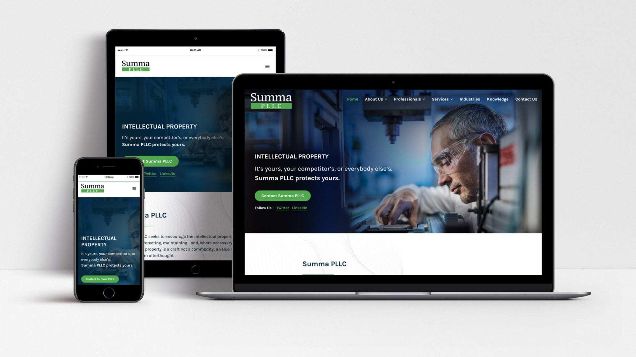 Summa PLLC website shown on laptop, tablet and mobile