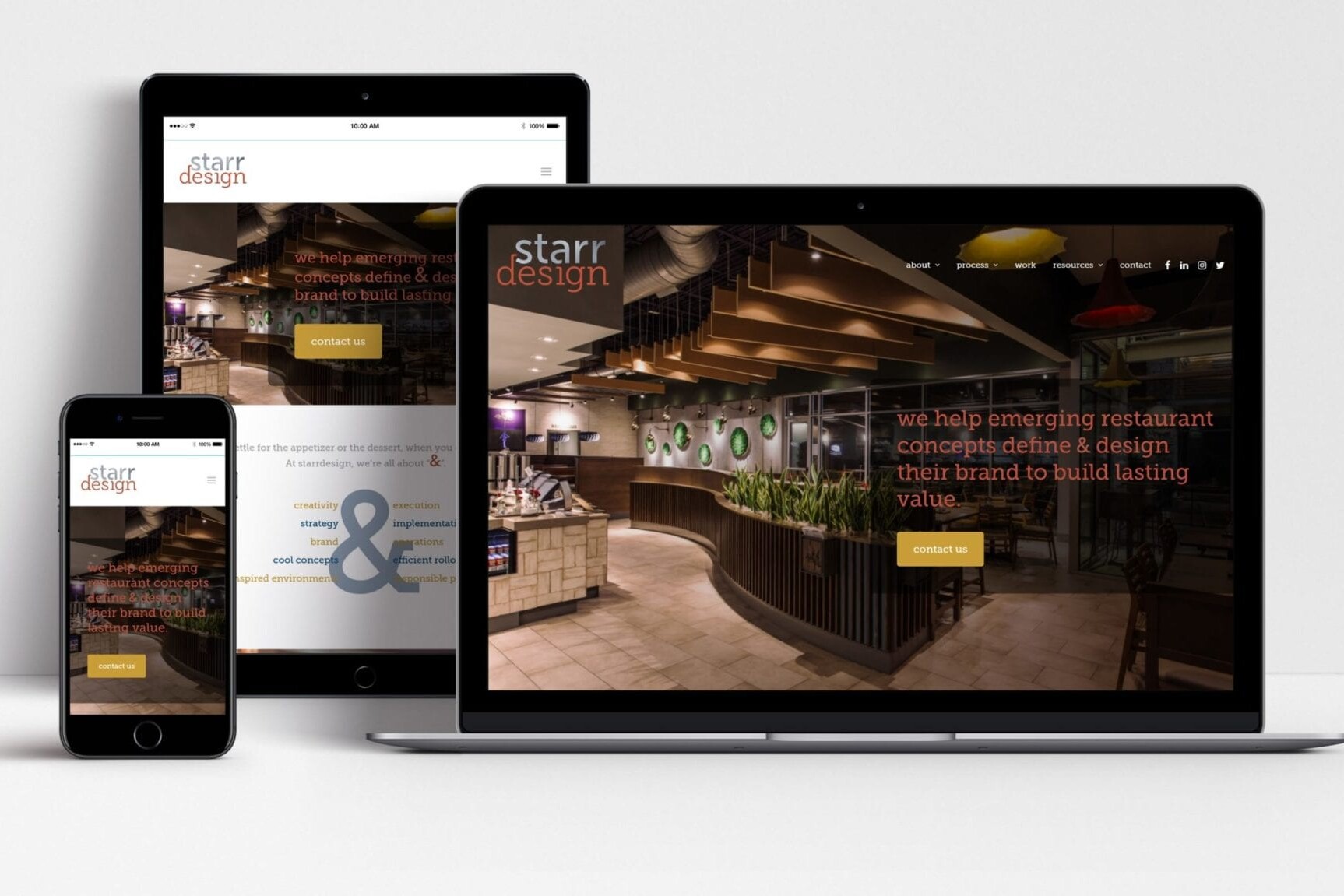 Starr Design website shown on laptop, tablet and mobile
