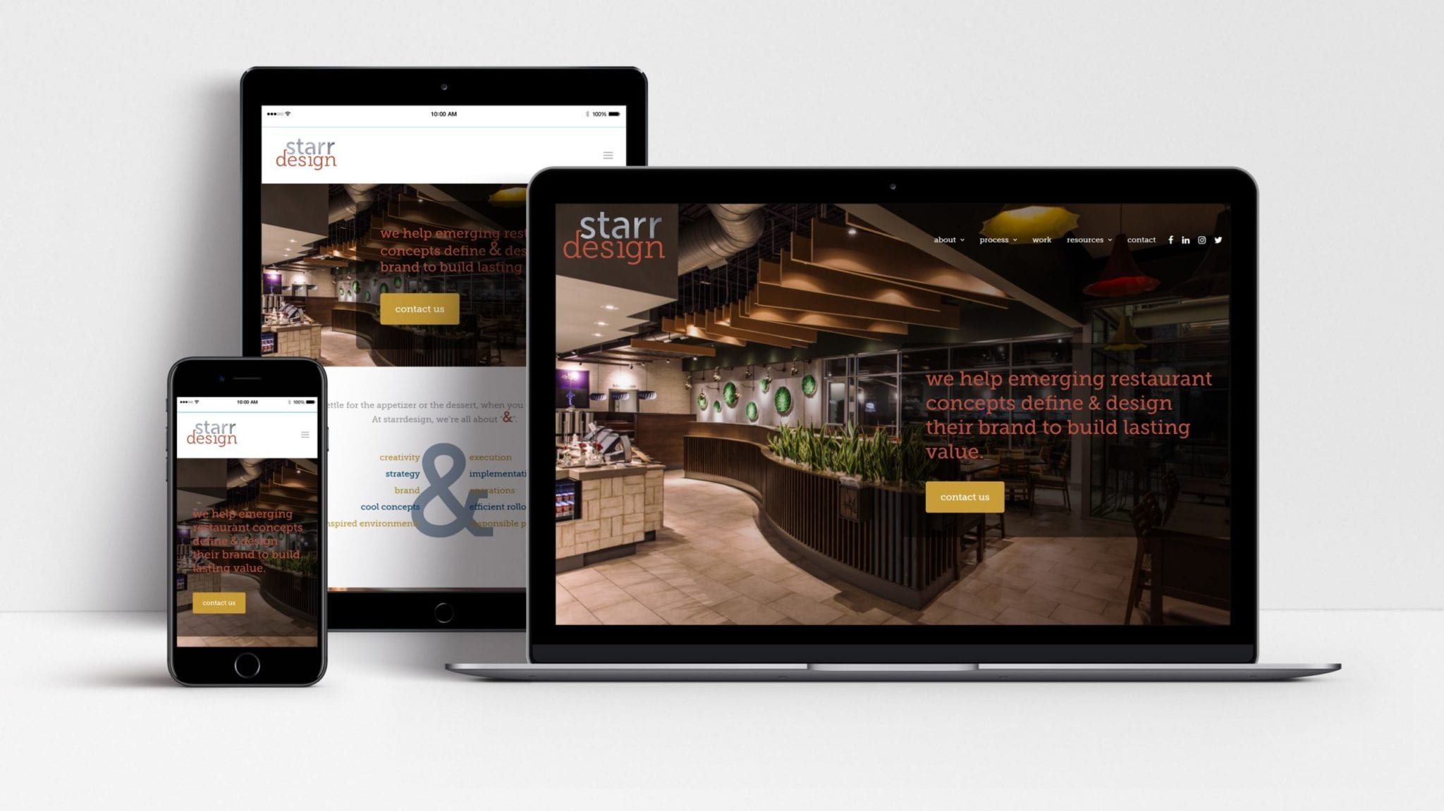 Starr Design website shown on laptop, tablet and mobile