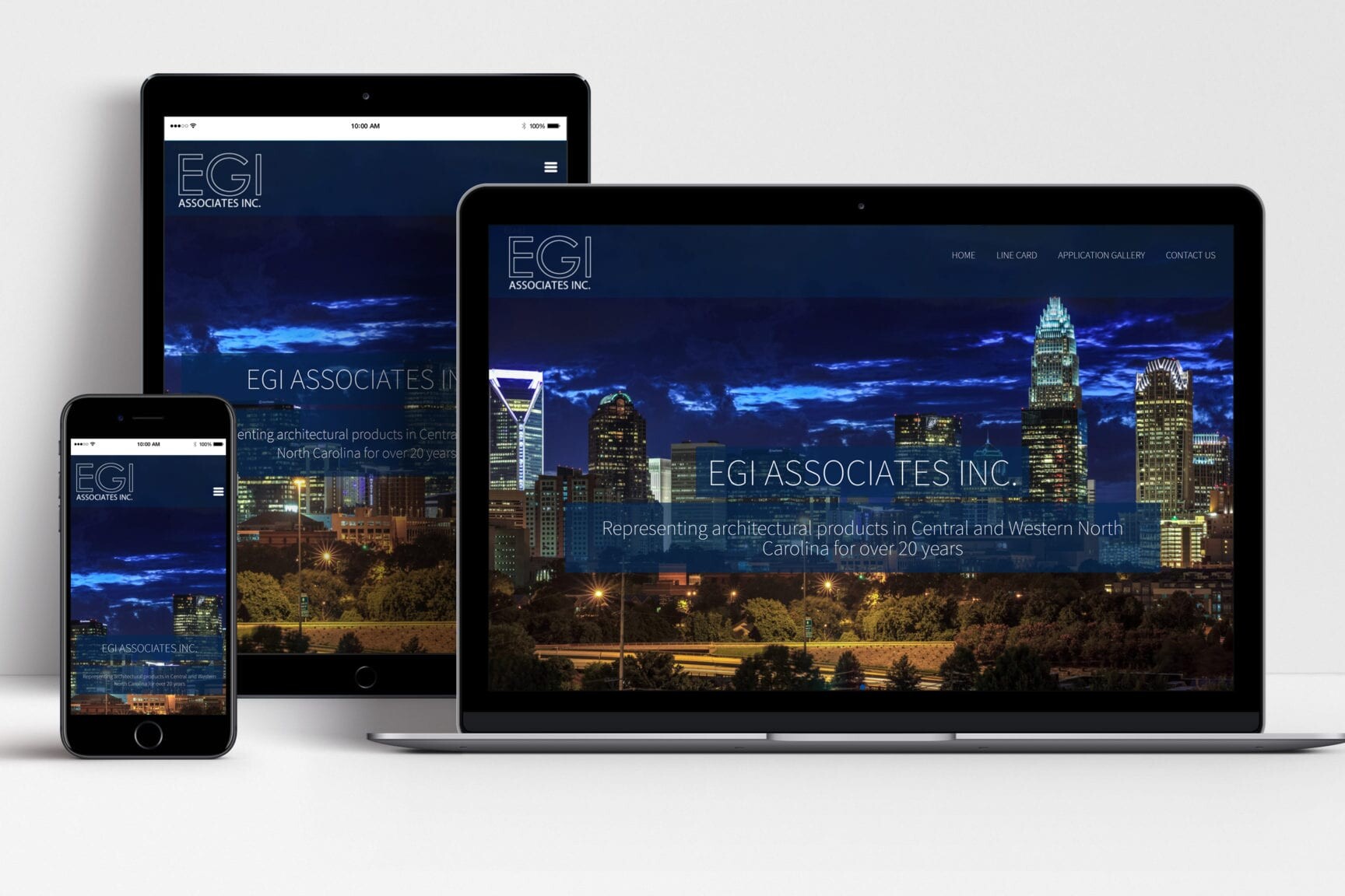 EGI Associates website shown on laptop, tablet and mobile