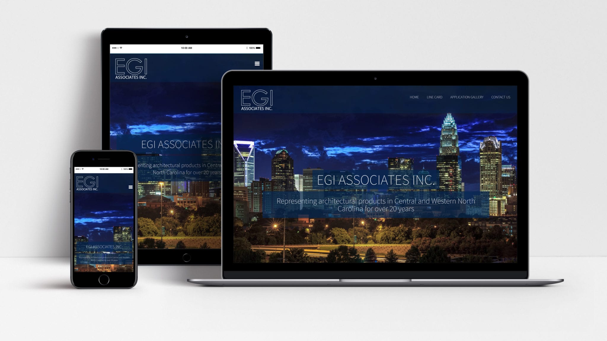 EGI Associates website shown on laptop, tablet and mobile