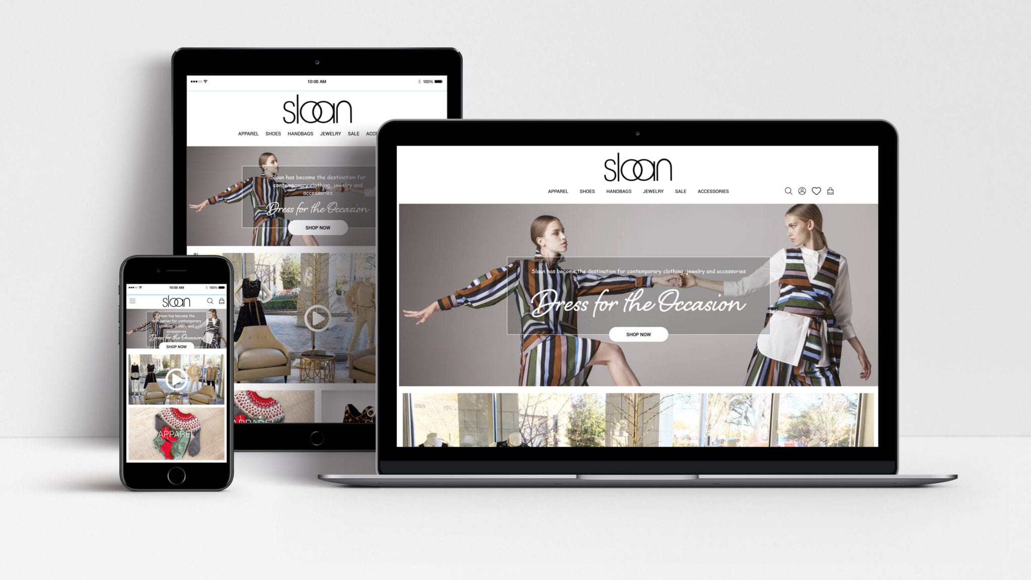 Sloan Boutique website shown on laptop, tablet and mobile