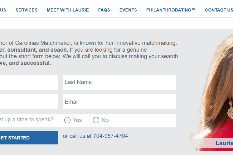 Carolinas Matchmaker contact form screenshot
