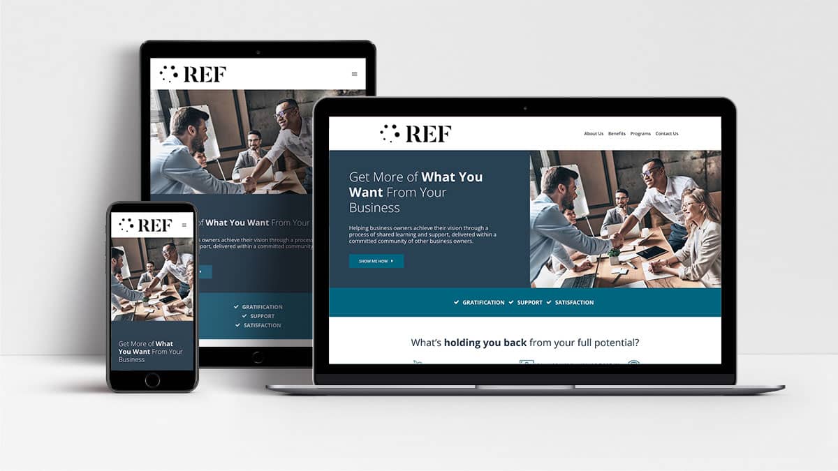 Renaissance Executive Forum website shown on laptop, tablet and mobile