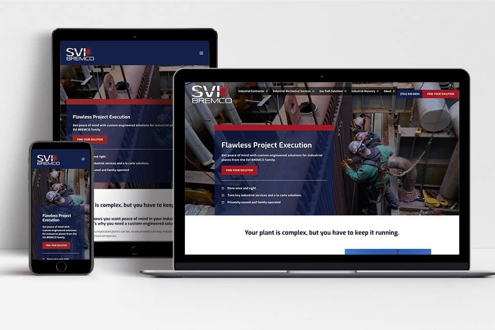 SVI Bremco website shown on laptop, tablet and mobile