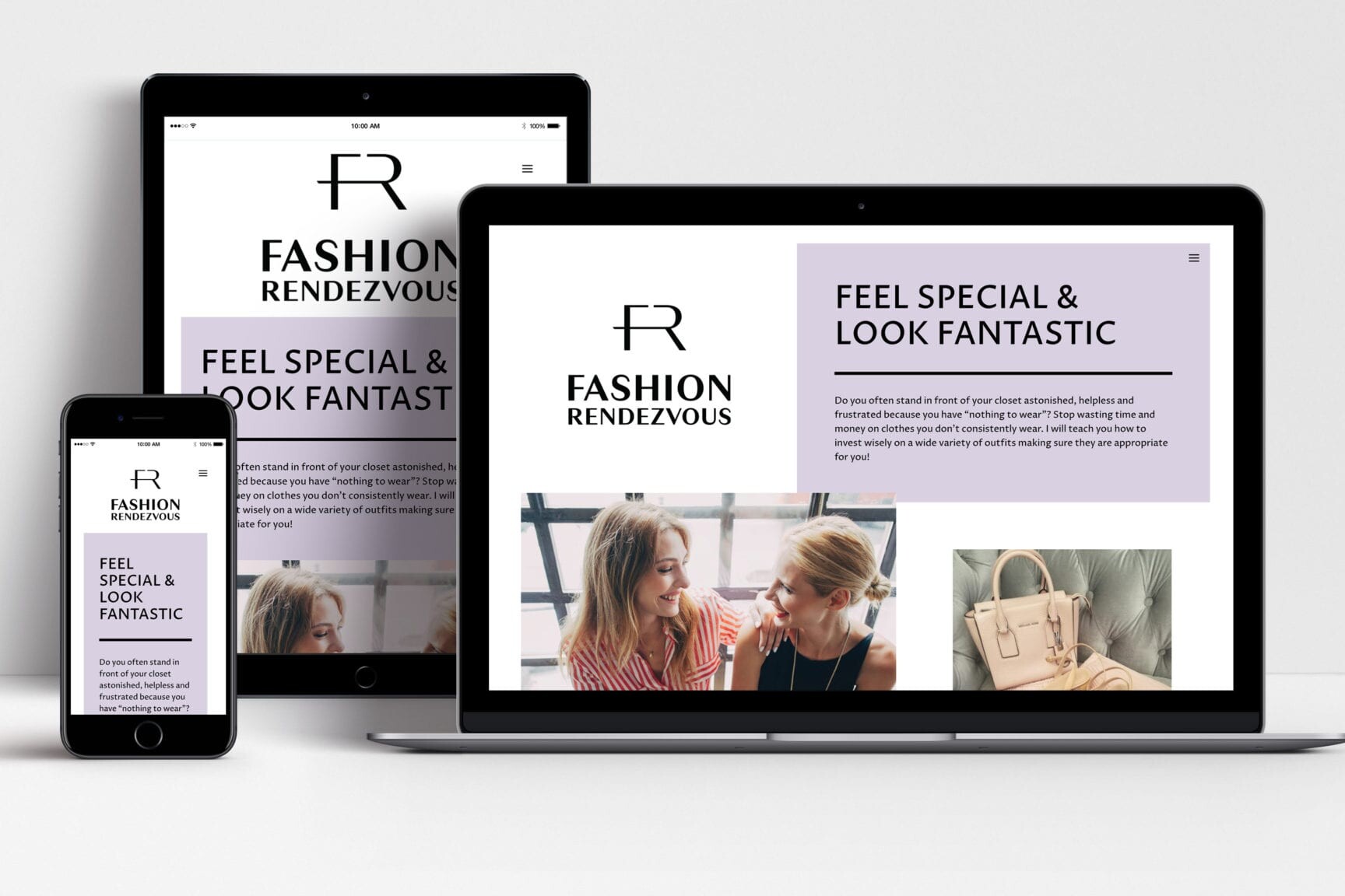 Fashion Rendezvous website shown on laptop, tablet and mobile