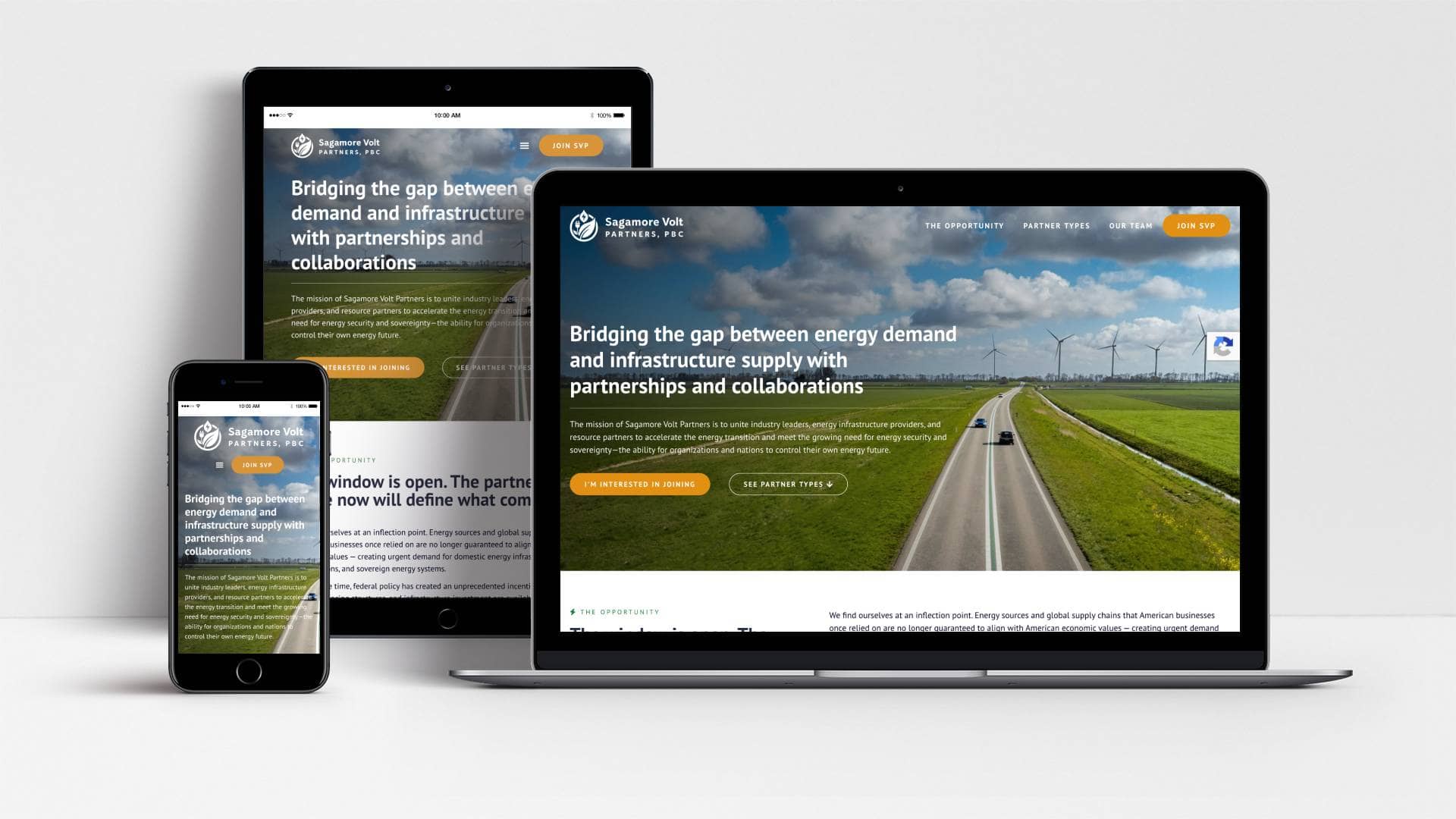 Sagamore Volt Partners website shown on laptop, tablet and mobile